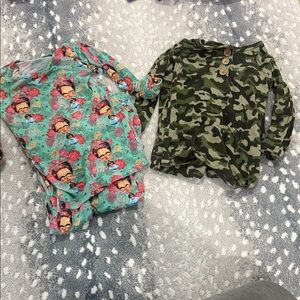 2 Posh peanut Kids Camouflage and Floral Pajama Sets